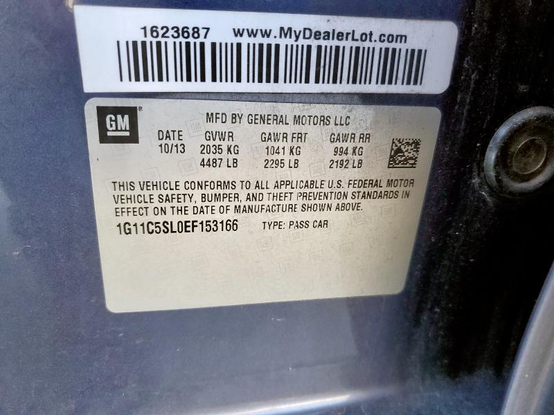 71916055 :رقم المزاد ، 1G11C5SL0EF153166 vin ، 2014 Chevrolet Malibu مزاد بيع