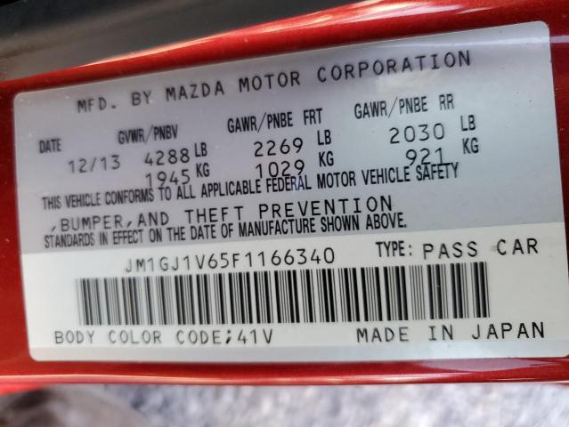 Aukcja sprzedaży 2015 Mazda 6 Touring, vin: JM1GJ1V65F1166340, numer aukcji: 71498525