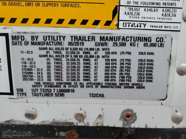 71086605 :رقم المزاد ، 1UYTS2537L5060016 vin ، 2020 Utility Trailbox مزاد بيع