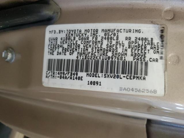 80195435 :رقم المزاد ، 4T1BG22KX1U097681 vin ، 2001 Toyota Camry Ce مزاد بيع