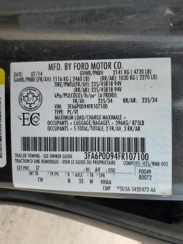 Aukcja sprzedaży 2015 Ford Fusion, vin: 3FA6P0D94FR107100, numer aukcji: 82144555