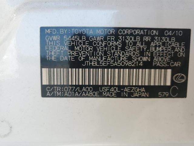 Aukcja sprzedaży 2010 Lexus Ls 460, vin: JTHBL5EF5A5098214, numer aukcji: 71899705