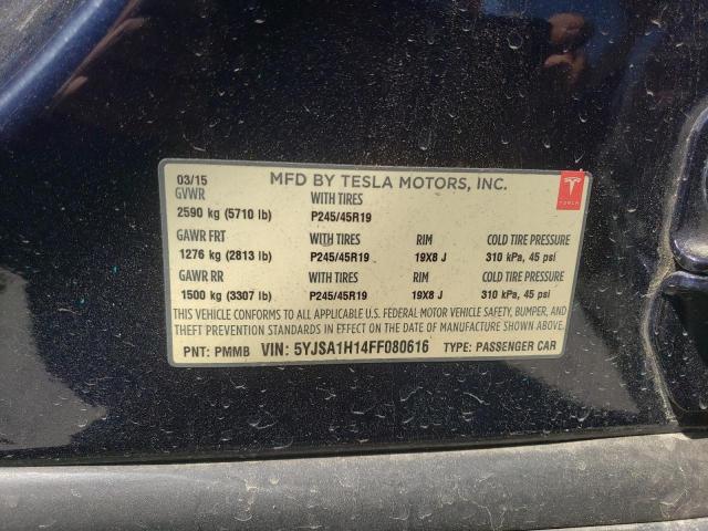 Продажа на аукционе авто 2015 Tesla Model S 85, vin: 5YJSA1H14FF080616, номер лота: 80367405