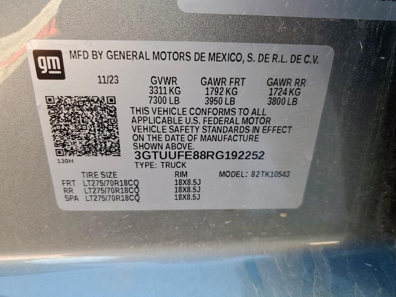Продажа на аукционе авто 2024 Gmc Sierra, vin: 3GTUUFE88RG192252, номер лота: 83857465