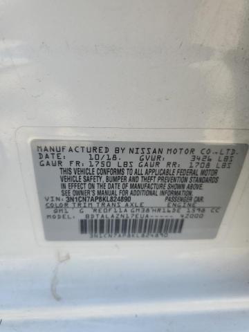 2019 Nissan Versa S მანქანა იყიდება აუქციონზე, vin: 3N1CN7AP8KL824890, აუქციონის ნომერი: 71247165