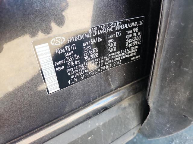 81095175 :رقم المزاد ، 5NMS2DAJ9NH409073 vin ، 2022 Hyundai Santa Fe S مزاد بيع