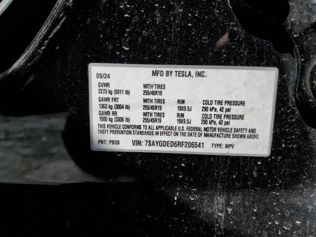 Aukcja sprzedaży 2024 Tesla Model Y, vin: 7SAYGDED6RF206541, numer aukcji: 81378765