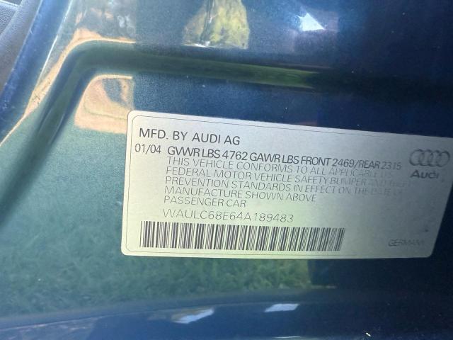 80952385 :رقم المزاد ، WAULC68E64A189483 vin ، 2004 Audi A4 1.8t Qu مزاد بيع