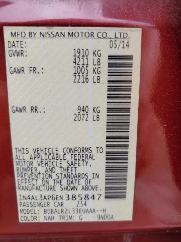 2014 Nissan Altima მანქანა იყიდება აუქციონზე, vin: 1N4AL3AP6EN385847, აუქციონის ნომერი: 81463045