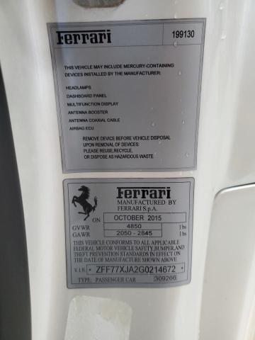 Aukcja sprzedaży 2016 Ferrari California T, vin: ZFF77XJA2G0214672, numer aukcji: 71058555