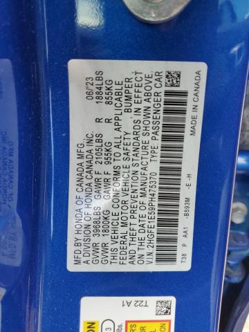 84047535 :رقم المزاد ، 2HGFE1E59PH475370 vin ، 2023 Honda Civic Si مزاد بيع