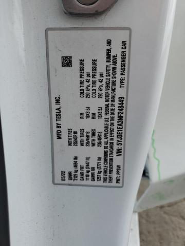 2022 Tesla Model 3 მანქანა იყიდება აუქციონზე, vin: 5YJ3E1EA3NF248449, აუქციონის ნომერი: 80000605
