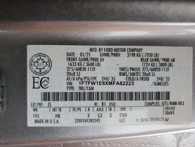 Aukcja sprzedaży 2021 Ford F150, vin: 1FTFW1E8XMFA82223, numer aukcji: 80685125