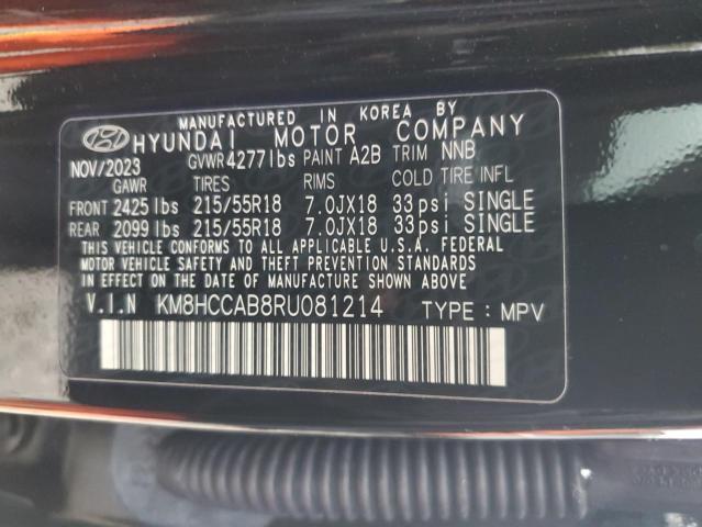 Aukcja sprzedaży 2024 Hyundai Kona Sel Automatic, vin: KM8HCCAB8RU081214, numer aukcji: 81276355
