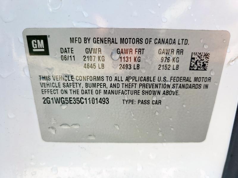 83981605 :رقم المزاد ، 2G1WG5E35C1101493 vin ، 2012 Chevrolet Impala مزاد بيع