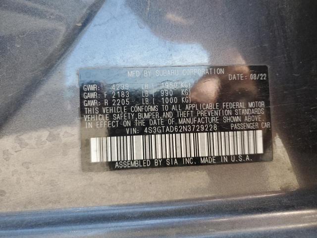 80515345 :رقم المزاد ، 4S3GTAD62N3729228 vin ، 2022 Subaru Impreza مزاد بيع
