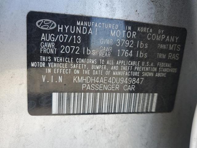 2013 Hyundai Elantra Gl მანქანა იყიდება აუქციონზე, vin: KMHDH4AE4DU949847, აუქციონის ნომერი: 71040925