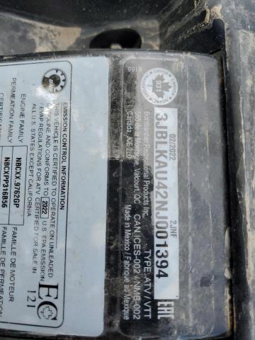 80808385 :رقم المزاد ، 3JBLKAU42NJ001394 vin ، 2022 Can-am Outlander 850 Efi Xt 4x4 مزاد بيع