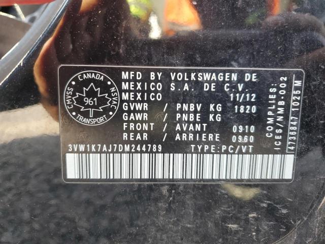 80086505 :رقم المزاد ، 3VW1K7AJ7DM244789 vin ، 2013 Volkswagen Jetta مزاد بيع