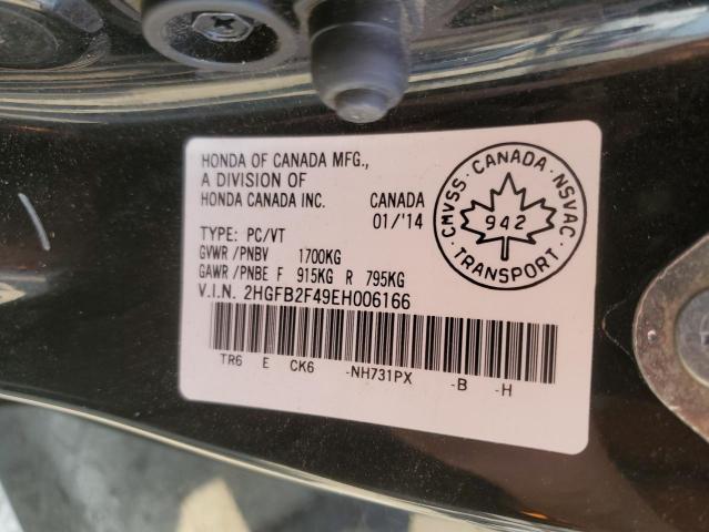 71529245 :رقم المزاد ، 2HGFB2F49EH006166 vin ، 2014 Honda Civic مزاد بيع