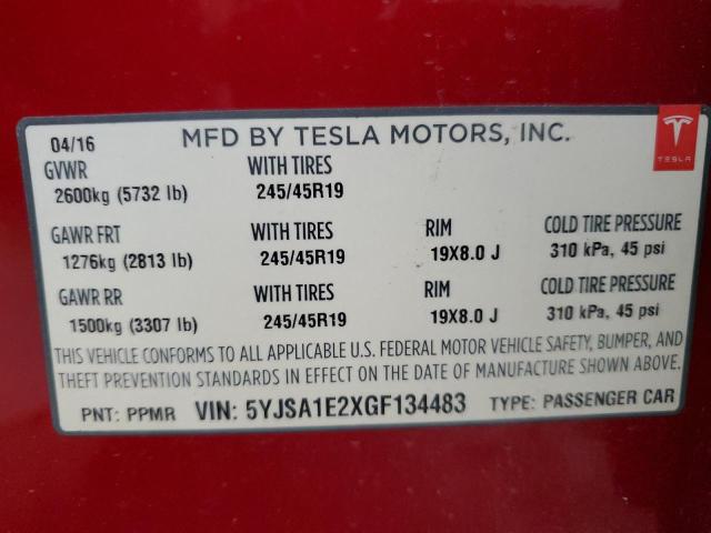 Aukcja sprzedaży 2016 Tesla Model S, vin: 5YJSA1E2XGF134483, numer aukcji: 80827065