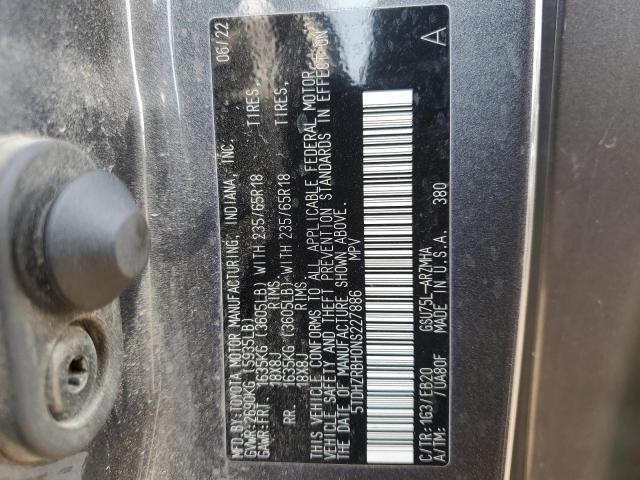 69912895 :رقم المزاد ، 5TDHZRBH0NS227886 vin ، 2022 Toyota Highlander Xle مزاد بيع