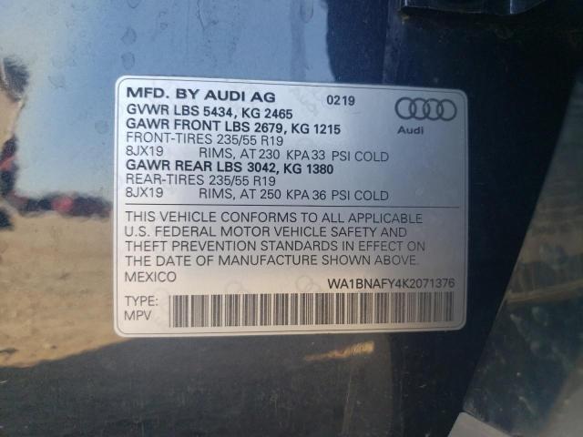 Продаж на аукціоні авто 2019 Audi Q5, vin: WA1BNAFY4K2071376, номер лоту: 81090365