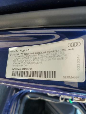 2019 Audi A4 მანქანა იყიდება აუქციონზე, vin: WAUGMAF40KA037109, აუქციონის ნომერი: 80356815