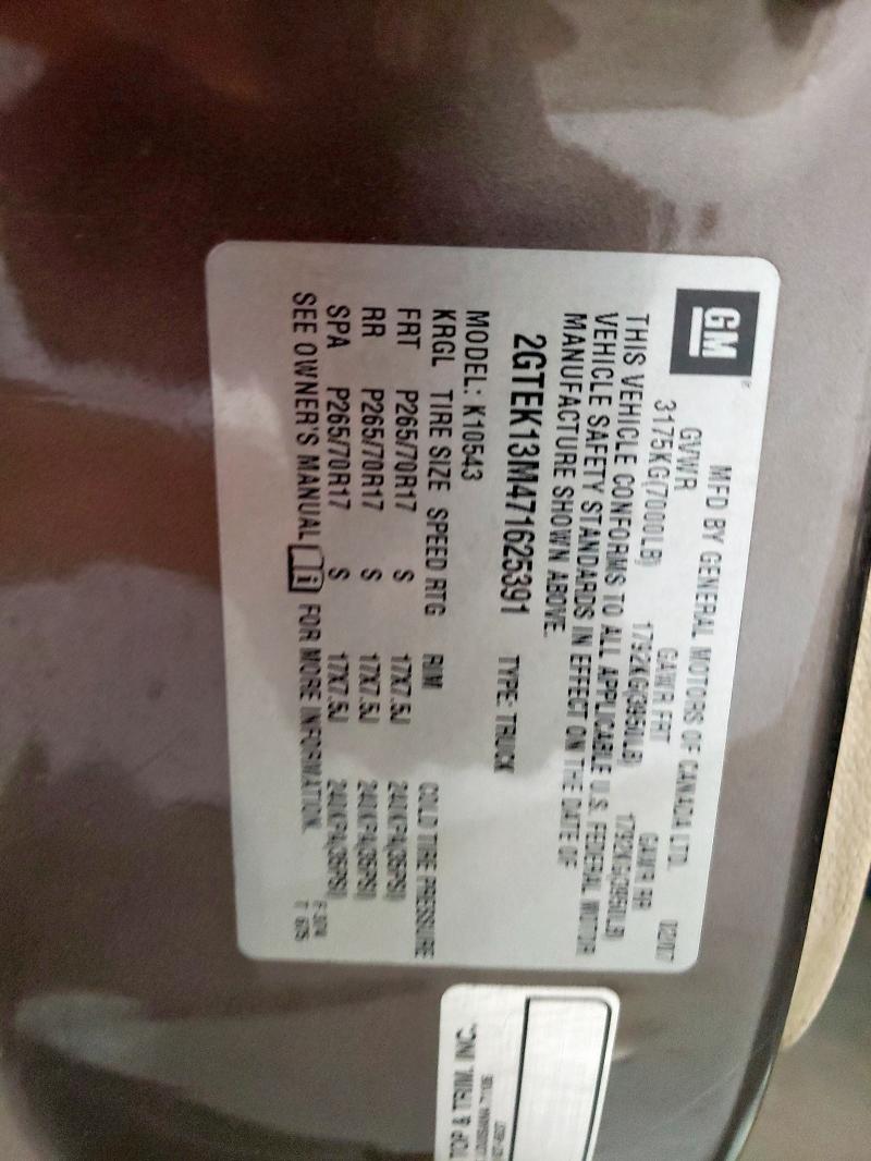 84641835 :رقم المزاد ، 2GTEK13M471625391 vin ، 2007 Gmc New Sierra مزاد بيع