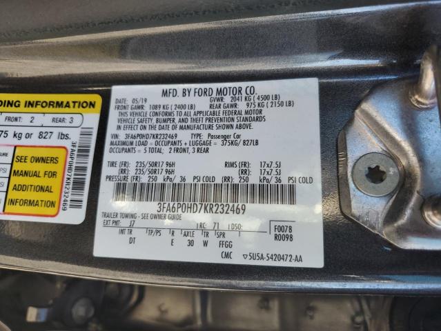 Aukcja sprzedaży 2019 Ford Fusion Se, vin: 3FA6P0HD7KR232469, numer aukcji: 80142485