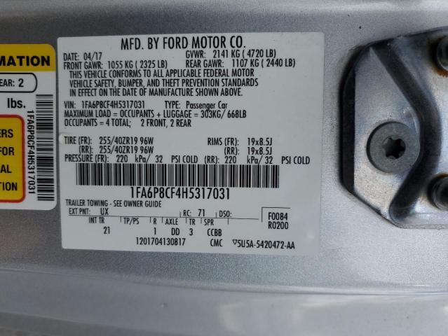 Продажа на аукционе авто 2017 Ford Mustang, vin: 1FA6P8CF4H5317031, номер лота: 81162015