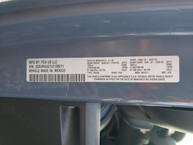 Auction sale of the 2020 Ram Promaster 3500, vin: 3C6URVJG7LE136211, lot number: 84181155