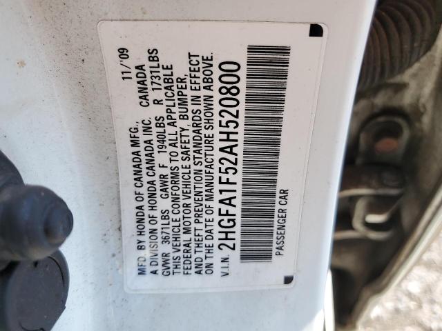 Продаж на аукціоні авто 2010 Honda Civic Lx, vin: 2HGFA1F52AH520800, номер лоту: 72041785