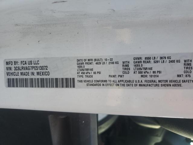 82086995 :رقم المزاد ، 3C6LRVAG7PE513072 vin ، 2023 Ram Promaster 1500 مزاد بيع