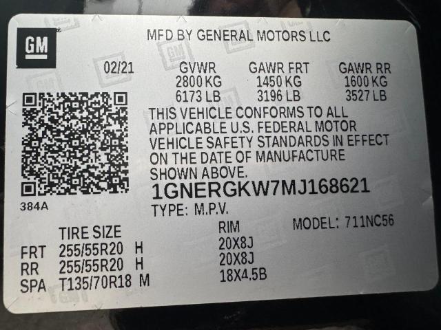 2021 Chevrolet Traverse Lt მანქანა იყიდება აუქციონზე, vin: 1GNERGKW7MJ168621, აუქციონის ნომერი: 82171285