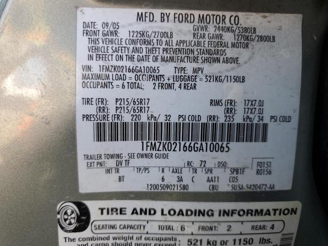 71273135 :رقم المزاد ، 1FMZK02166GA10065 vin ، 2006 Ford Freestyle مزاد بيع