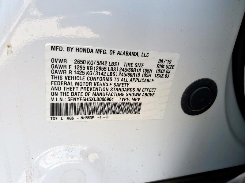 Aukcja sprzedaży 2020 Honda Pilot, vin: 5FNYF6H5XLB006964, numer aukcji: 82169245