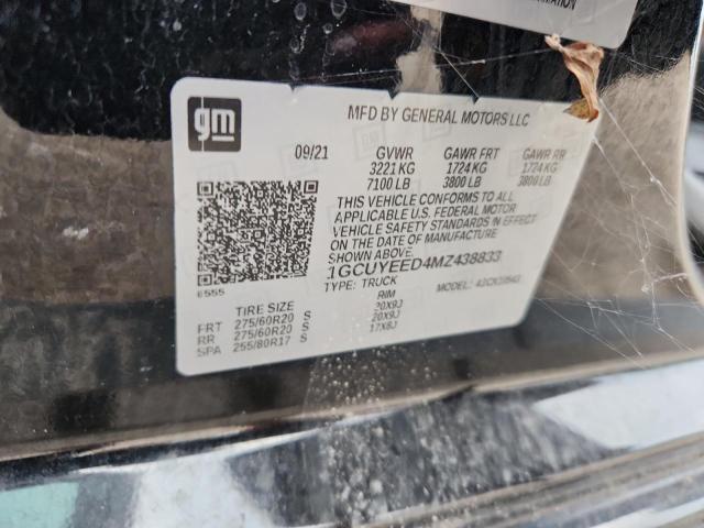 81707445 :رقم المزاد ، 1GCUYEED4MZ438833 vin ، 2021 Chevrolet Silverado مزاد بيع