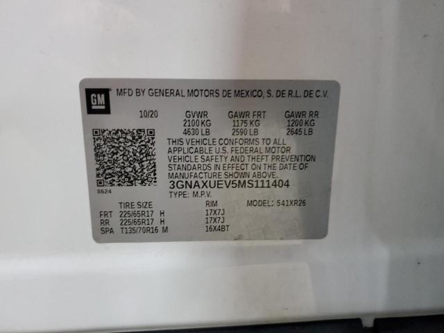Aukcja sprzedaży 2021 Chevrolet Equinox, vin: 3GNAXUEV5MS111404, numer aukcji: 80822685