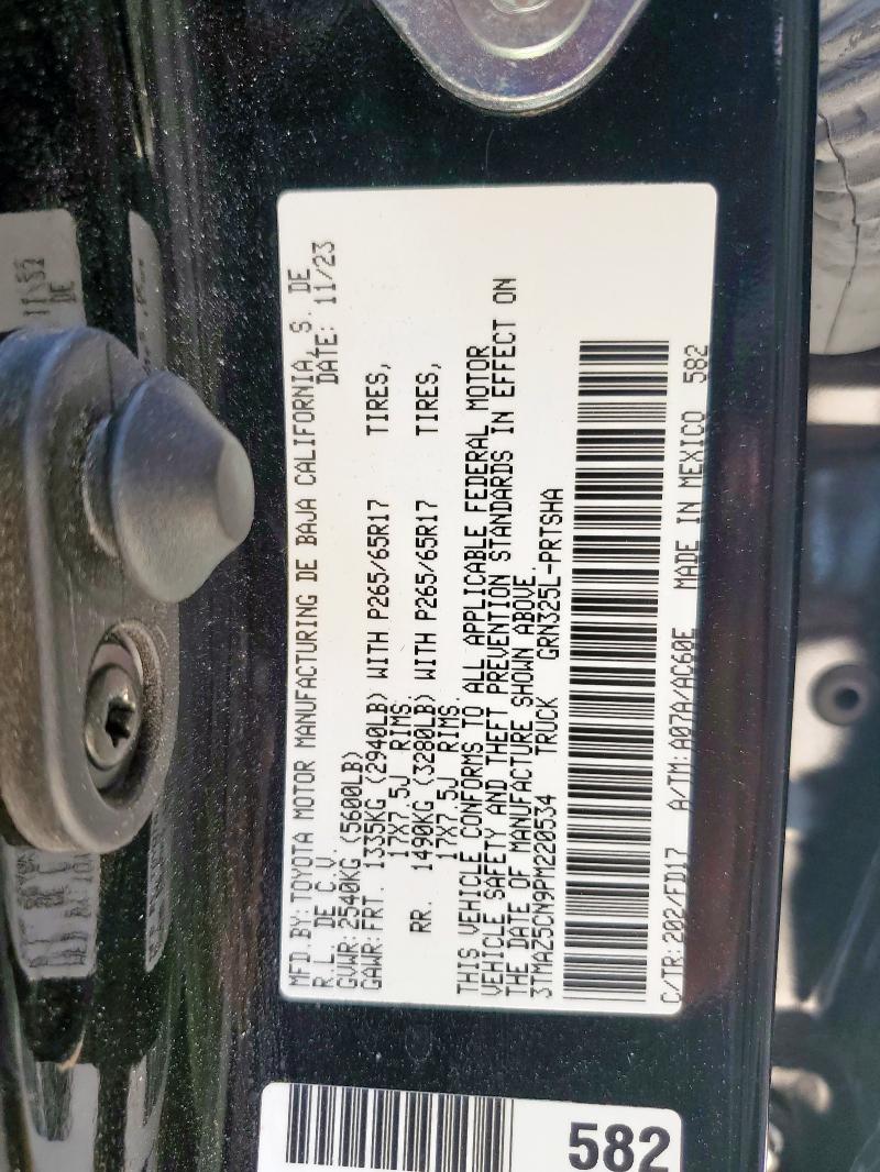 2023 Toyota Tacoma Double Cab მანქანა იყიდება აუქციონზე, vin: 3TMAZ5CN9PM220534, აუქციონის ნომერი: 71896895