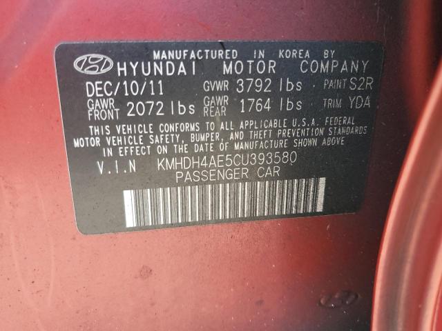 2012 Hyundai Elantra მანქანა იყიდება აუქციონზე, vin: KMHDH4AE5CU393580, აუქციონის ნომერი: 80104535