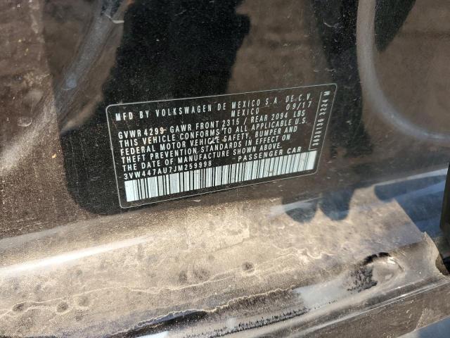 2018 Volkswagen Gti S/se მანქანა იყიდება აუქციონზე, vin: 3VW447AU7JM259998, აუქციონის ნომერი: 71738155