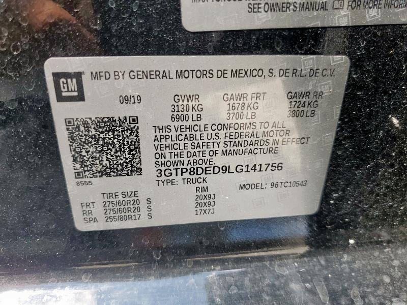 Aukcja sprzedaży 2020 Gmc Sierra, vin: 3GTP8DED9LG141756, numer aukcji: 80469145