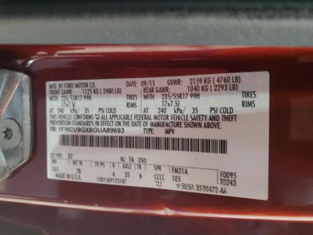 81334825 :رقم المزاد ، 1FMCU9GX6GUA89693 vin ، 2016 Ford Escape Se مزاد بيع
