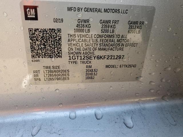 80081475 :رقم المزاد ، 1GT12SEY6KF231297 vin ، 2019 Gmc Sierra مزاد بيع