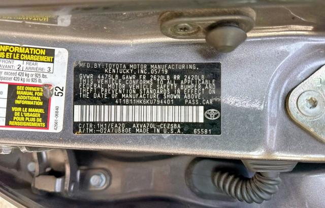 Aukcja sprzedaży 2019 Toyota Camry L, vin: 4T1B11HK6KU794401, numer aukcji: 80760515