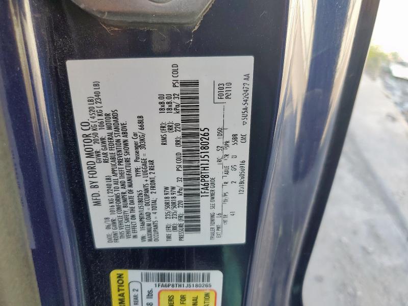 71275635 :رقم المزاد ، 1FA6P8TH1J5180265 vin ، 2018 Ford Mustang مزاد بيع