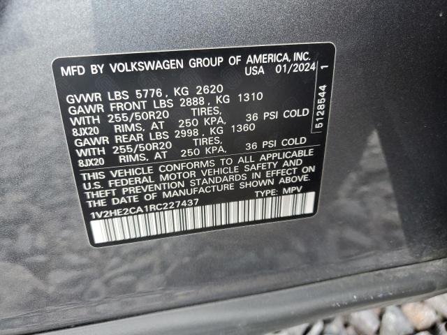 Aukcja sprzedaży 2024 Volkswagen Atlas Cross Sport, vin: 1V2HE2CA1RC227437, numer aukcji: 70555725