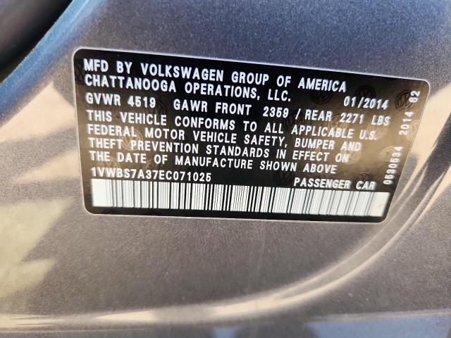 Aukcja sprzedaży 2014 Volkswagen Passat Se, vin: 1VWBS7A37EC071025, numer aukcji: 80078805