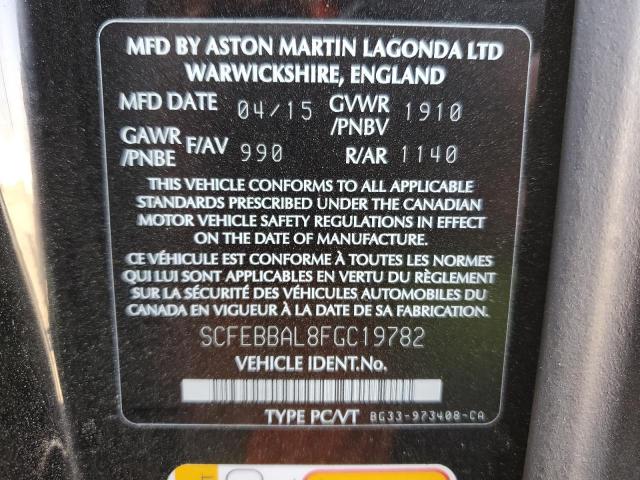 Продаж на аукціоні авто 2015 Aston Martin V8, vin: SCFEBBAL8FGC19782, номер лоту: 71526695